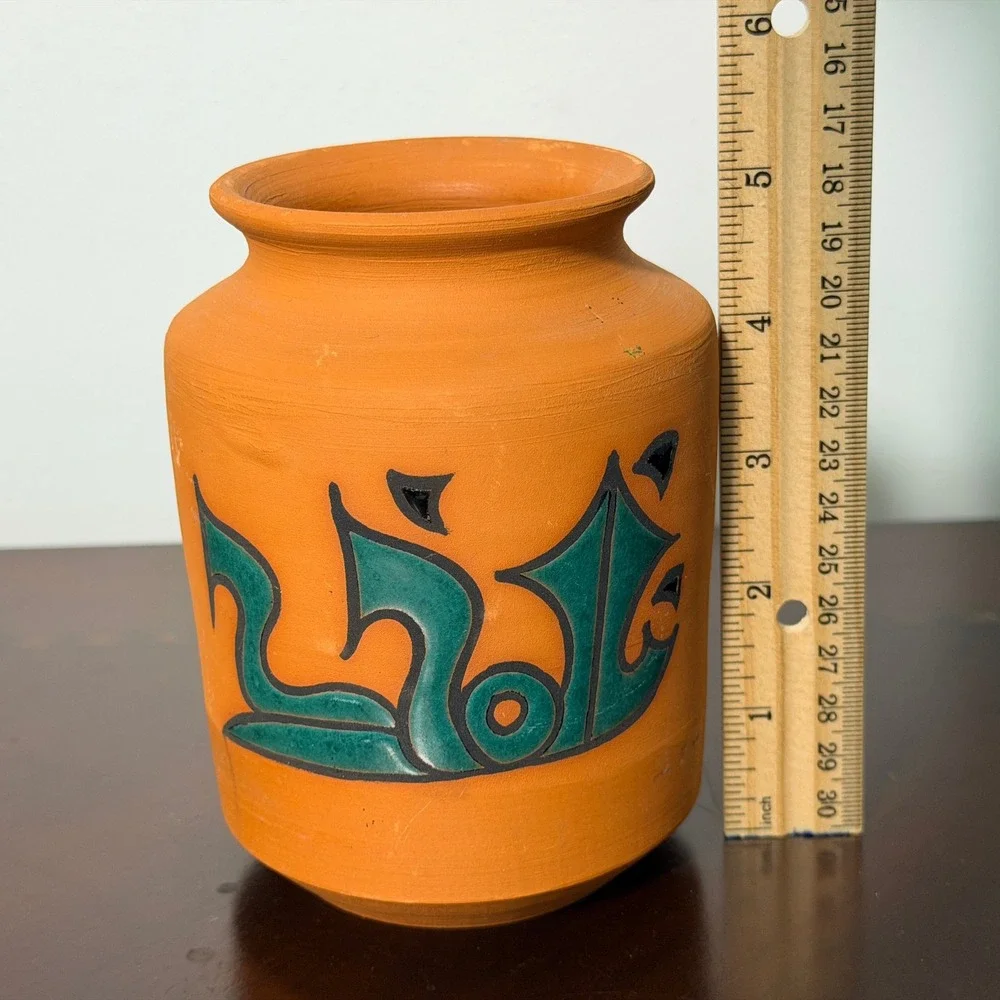 Vintage Wallada Cordoba Spain Cuerda Seca Terracotta Art Pottery Vase 6